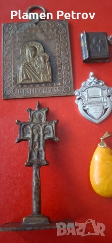 стар бронзов кръст, просфора и др църковни предмети , снимка 13 - Антикварни и старинни предмети - 43145485
