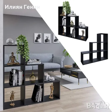 Стълбищен рафт черен 105 x 107,5см, снимка 2 - Секции и витрини - 47310219