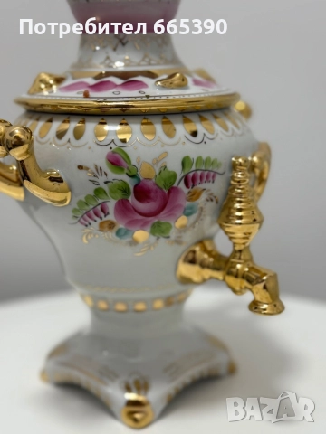 Порцеланов самовар Гжель, снимка 3 - Антикварни и старинни предмети - 52923249