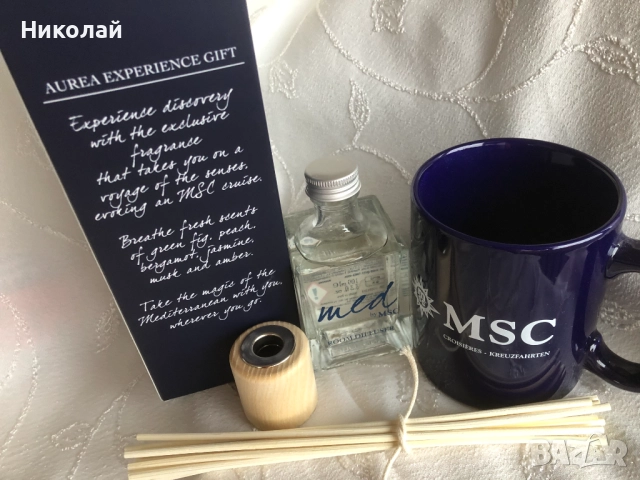 Луксозен ароматен дифузер / ароматизатор за стая MED MSC Essence of Voyage 100 ml + подарък чаша MSC, снимка 6 - Ароматизатори - 52029860