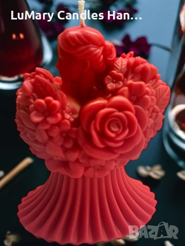 Свещ” Червената дама”, снимка 4 - Декорация за дома - 53223038