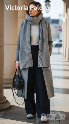 ZARA сив рипс шал XL топъл и супер модерен