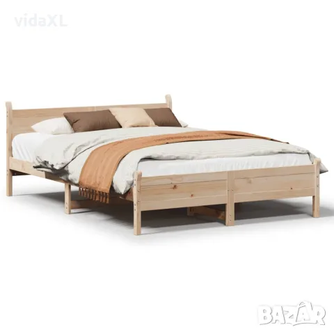 vidaXL Рамка за легло без матрак, 140x190 см, масивна чамова дървесина