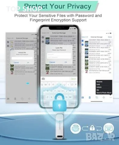 Нова Флашка за телефон 128GB памет за iPhone/Android/PC Бърз Трансфер, снимка 3 - Друга електроника - 49530537