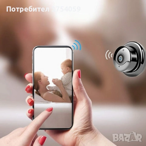Мини HD камера V380 - Wi-Fi, IR нощно виждане и запис до 64G, снимка 4 - IP камери - 53096945