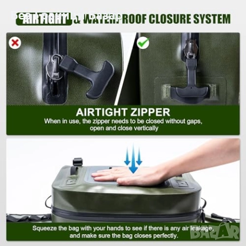 Нова Водоустойчива риболовна чанта 9L капацитет IPX8 с държач за въдица , снимка 5 - Въдици - 51898588
