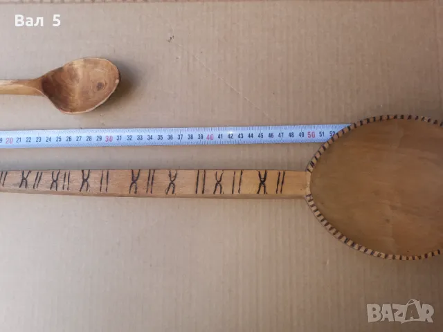 Огромна дървена лъжица , черпак , лъжици - 2 броя, снимка 3 - Антикварни и старинни предмети - 50257296