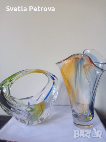 Стъклена ваза и купа кошница, снимка 7 - Антикварни и старинни предмети - 53248743