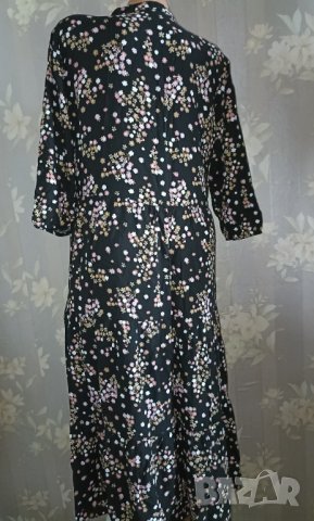 Janina M- L-Широка свободна дълга рокля на волани с 3/4 ръкав, снимка 3 - Рокли - 40776010
