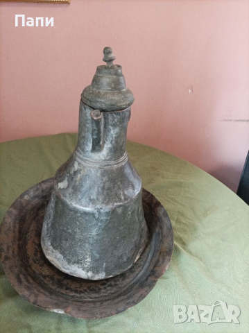 Стар,меден ибрик+медна купа, снимка 2 - Антикварни и старинни предмети - 36420350