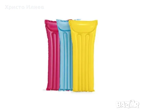 Надуваем дюшек матрак 3 цвята син жълт розов, снимка 3 - Басейни и аксесоари - 49892408