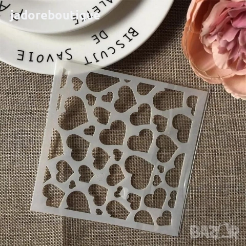 Шаблон стенсил тухли/ звезди/ сърца декорация скрапбук декупаж релеф , снимка 2 - Други - 34638925