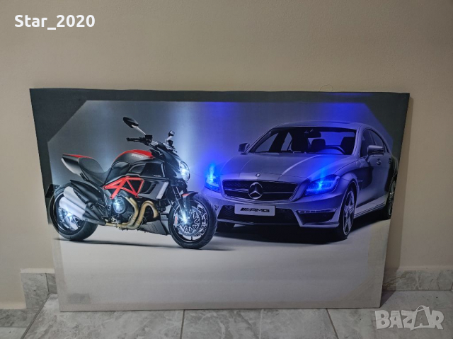 Светеща картина с Led осветление - Ducati + Mercedes CLS AMG, снимка 2 - Картини - 36313937