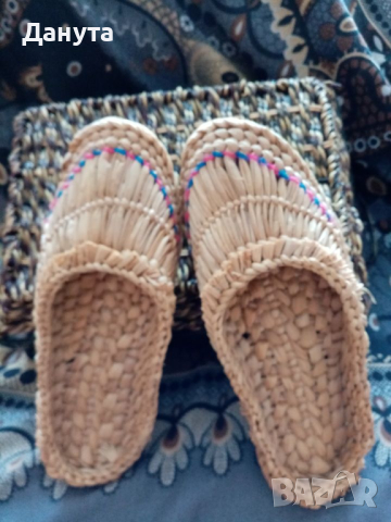 Ретро - ръчно изработени сламени чехли 10 лв., снимка 2 - Чехли - 44509902