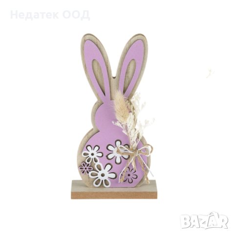  Великденски лилав заек, сухи цветя, 9,8x4x19 см