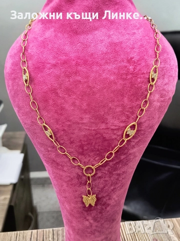 Златен Синджир с пеперудки 4.83гр / 14К, снимка 5 - Колиета, медальони, синджири - 52749380