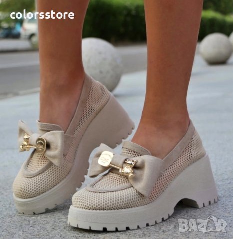Обувки на платформа - бежови - BR678