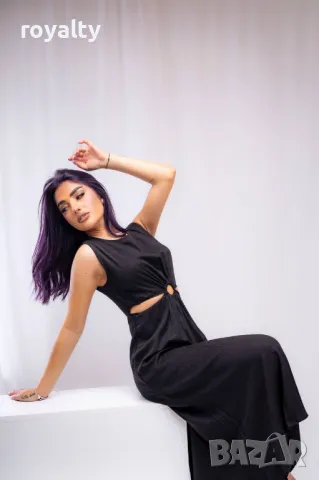 Черна дамска рокля , снимка 2 - Рокли - 49549578