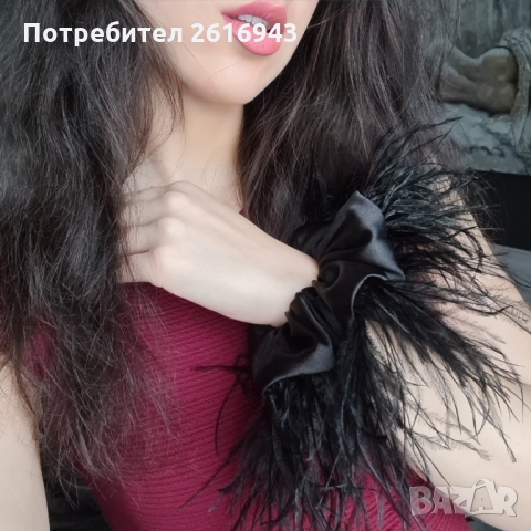 Скрънчи с щраусови пера от сатен, снимка 11 - Аксесоари за коса - 36062439