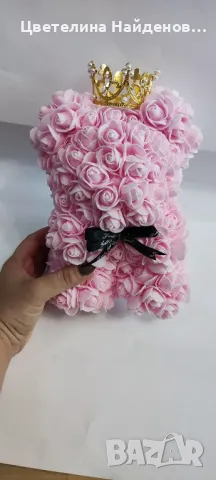 Мече от вечни рози , снимка 2 - Подаръци за жени - 48831394