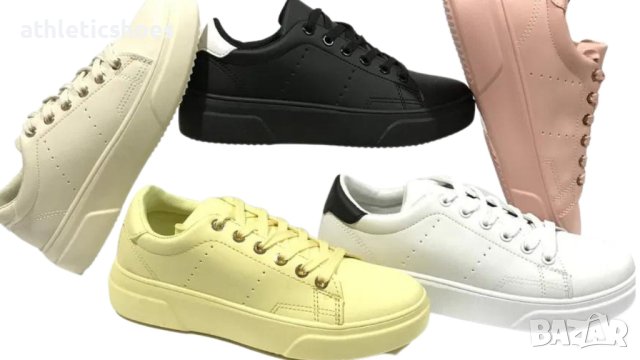 Дамски кожени сникърси в черно, снимка 2 - Кецове - 32628373