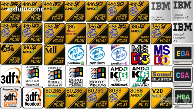 Ретро емблеми за компютърни кутии – 8088, 286, 386, 486, Pentium, K6, Voodoo, Sound Blaster, снимка 6 - Други - 52361715