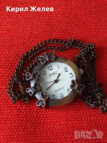 ЧАСОВНИК - МЕДАЛЬОН МЕСИНГ АРТ-ДЕКО СТИЛ с ВЕРИЖКА КВАРЦОВ 12737, снимка 6 - Дамски - 32649487