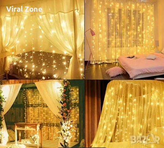 Коледни лампички с 300Led лампи 3 метра на 3 метра , снимка 4 - Декорация за дома - 52667863