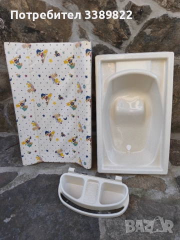 Бебешка твърда подложка за повиване, вана и сапунерка 