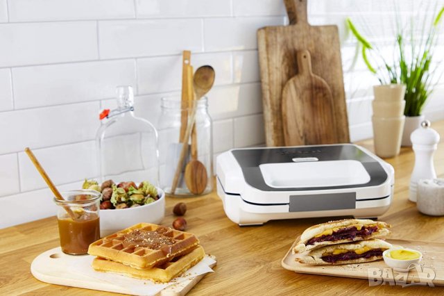 Сандвич тостер Tefal Snack XL SW701110, 850W, 2 комплекта свалящи се плочи, Бял/Сив, снимка 7 - Гофретници - 39350807