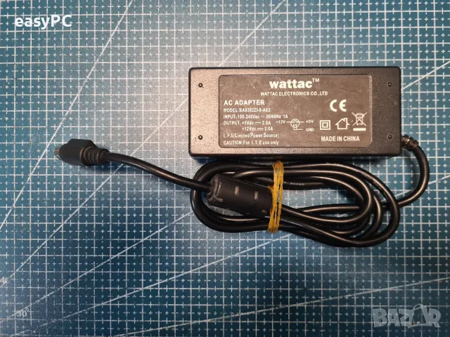 Оригинален захранващ адаптер WATTAC BA0362ZI-9-A02 12V 5V, снимка 4 - Друга електроника - 47838002