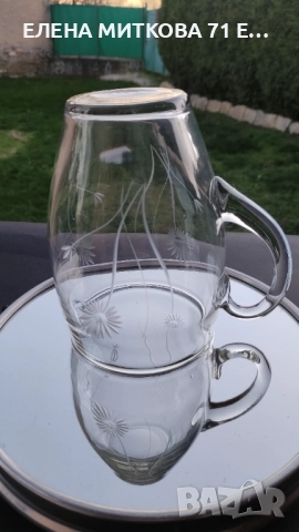 Ретро българска стъклена кана за вода или вино, снимка 3 - Аксесоари за кухня - 52819071