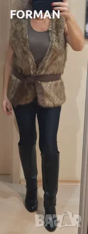 КАФЯВ ПУХКАВ елек с колан , снимка 2 - Елеци - 48430880