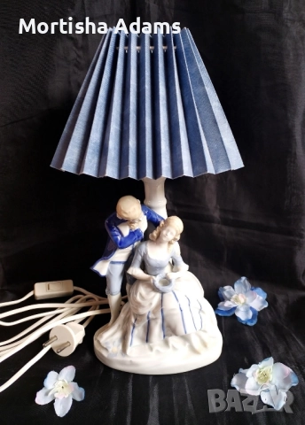 Немска порцеланова лампа, снимка 2 - Колекции - 52477522