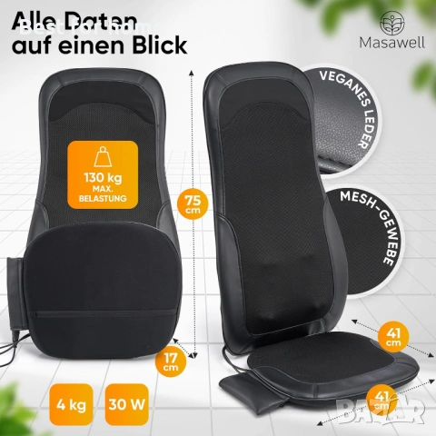 Калъф за масажна седалка Шиацу | Масажна постелка за цяло тяло [с технология за широк гръб], снимка 5 - Други - 53539485