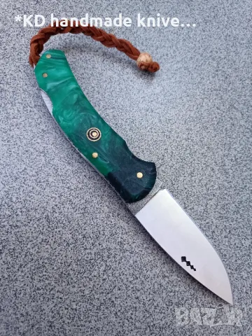 Сгъваем нож ръчно изработен + ПОДАРЪК кания, снимка 2 - Ножове - 47839738