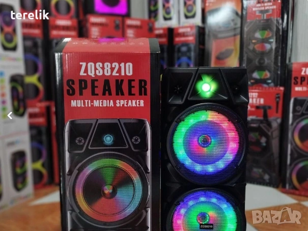 №1 Нова ZQS 8210 2х8 120W 6500mah 2 микрофона ПРЕНОСИМА КАРАОКЕ КОЛОНА От вносител 12 месеца гаранци, снимка 16 - Аудиосистеми - 53165273