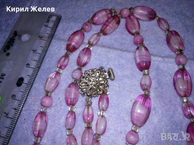 СТАРО ВИНТИДЖ КОЛИЕ ЦВЕТНО - АРТ СТЪКЛО КРИСТАЛ и МЪНИСТА ФИЛИГРАННА РЕТРО ЗАКОПЧАЛКА 34669, снимка 10 - Антикварни и старинни предмети - 39201865