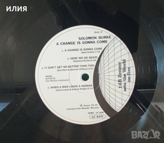 Solomon Burke – 1986 - A Change Is Gonna Come(Zensor – Zensor ZS 29)(Rhythm & Blues,Soul), снимка 4 - Грамофонни плочи - 44823912