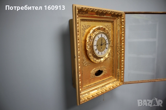 Оригинален античен австрийски стенен часовник с позлатена рамка., снимка 9 - Антикварни и старинни предмети - 51455435