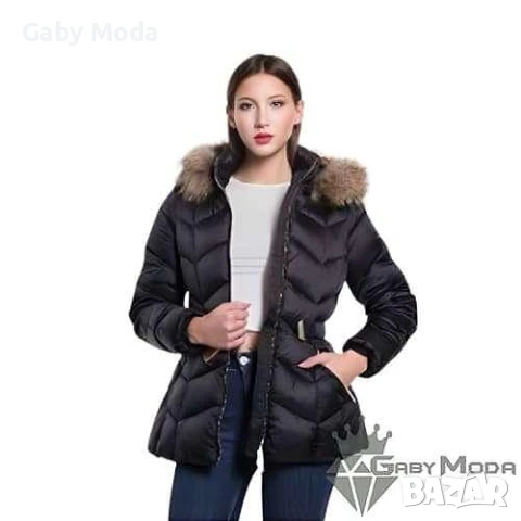 Дамско зимно яке с колан в два цвята, снимка 3 - Якета - 51065664