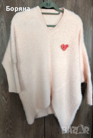 НАМАЛЕН - Нов пухкав пуловер бутик Vision с брошка, снимка 9 - Блузи с дълъг ръкав и пуловери - 38572663