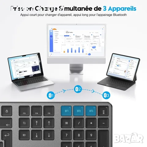 Безжична Bluetooth клавиатура за Mac – Multi-Device, QWERTY UK, снимка 3 - Клавиатури и мишки - 55842563