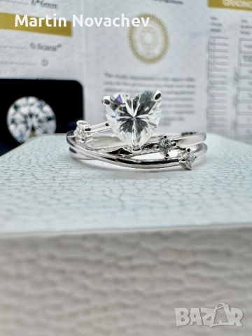 Сребърен пръстен с мойсанит (Диамант) 0.8 карата, снимка 7 - Пръстени - 51516725