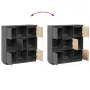 vidaXL Висок шкаф, сив, 110,5x35x117 см, борово дърво масив, снимка 10