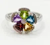 Сребърен 925 Пръстен с Камъни - Натурален Перидот Аметист Гранат Цитрин London Blue Топаз и Циркони!, снимка 4