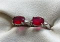 Сребърни обици с рубини, снимка 7