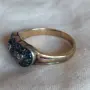 Сребърен пръстен със сапфири и позлата., снимка 3