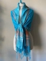Тюркоазено син шал от коприна, пашмина, памук/ ралични видове, снимка 10