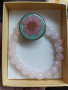 Дамски комплект гривна и пръстен с цвете в смола и розов кварц. Идея за подарък за абитуриентка.